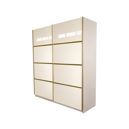 Gold Dulap 1800 Crem cu usi MDF Lucios + 1 Comoda [9]