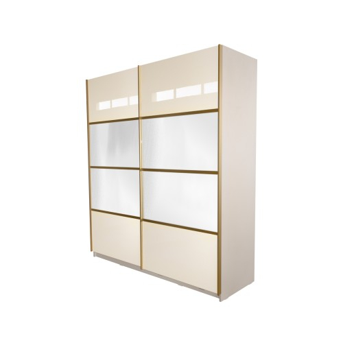 Gold Dulap 1800 Crem cu usi MDF Lucios si Oglinda [6]