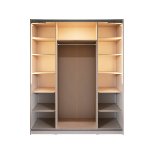 Gold Dulap 1800 Crem cu usi MDF Lucios si Oglinda [9]