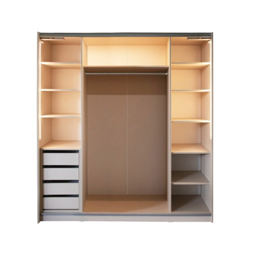 Gold Dulap 2000 Crem cu usi MDF Lucios + 1 Comoda [7]