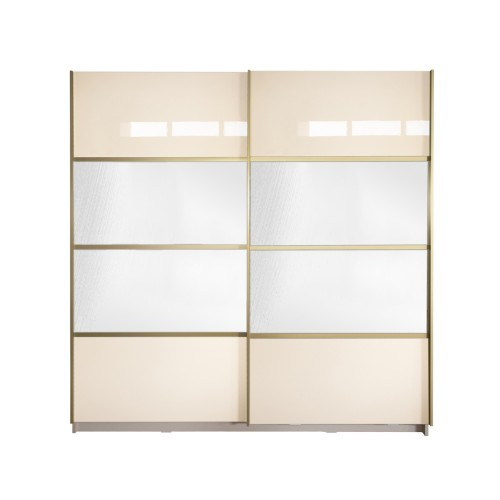 Gold Dulap 2000 Crem cu usi MDF Lucios si Oglinda [11]