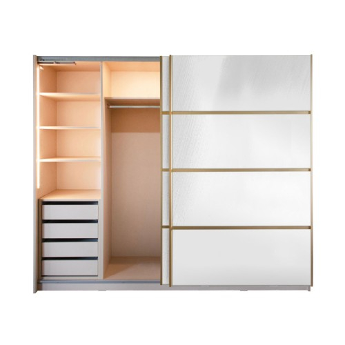 Gold Dulap 2500 Crem cu usi cu oglinda + 1 Comoda [11]