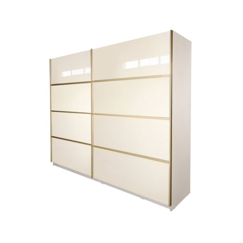 Gold Dulap 2500 Crem cu usi MDF Lucios + 1 Comoda [9]