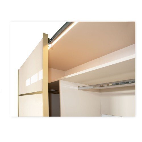 Gold Dulap 2500 Crem cu usi MDF Lucios + 1 Comoda [6]