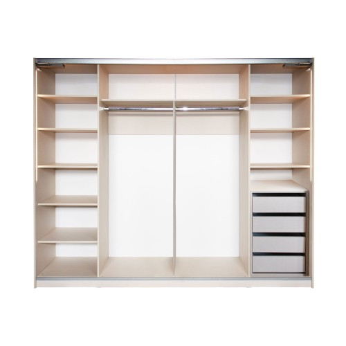 Gold Dulap 2500 Crem cu usi MDF Lucios + 1 Comoda [7]