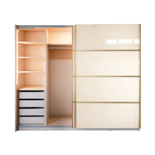 Gold Dulap 2500 Crem cu usi MDF Lucios + 1 Comoda [11]