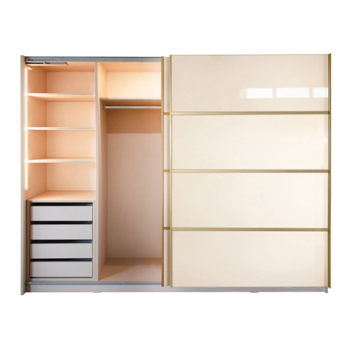 Gold Dulap 2800 Crem cu usi MDF Lucios + 1 Comoda [11]