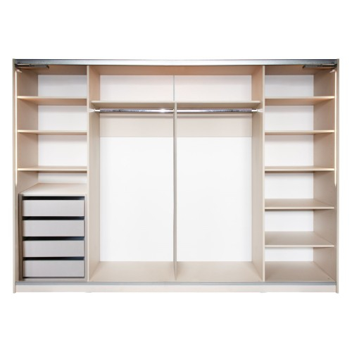 Gold Dulap 2800 Crem cu usi MDF Lucios + 1 Comoda [8]