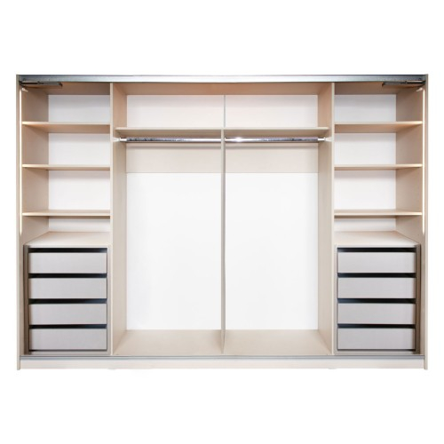 Gold Dulap 2800 Crem cu usi MDF Lucios + 2 Comode [7]