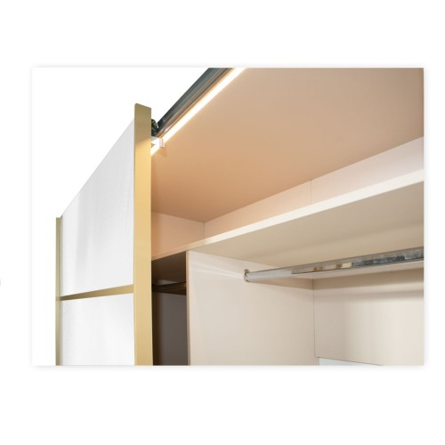 Gold Dulap 2800 Crem cu usi MDF Lucios si Oglinda [5]
