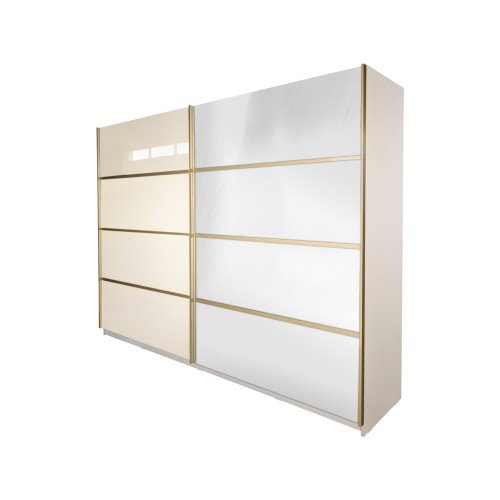 Gold Dulap 2800 Crem cu usi MDF Lucios si Oglinda [10]