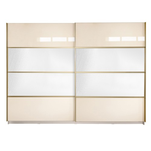 Gold Dulap 2800 Crem cu usi MDF Lucios si Oglinda [11]