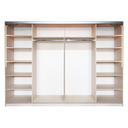 Gold Dulap 2800 Crem cu usi MDF Lucios si Oglinda [6]