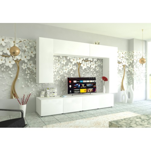 Living Armonia V1 MDF Alb Lucios - cu sistem "PUSH TO OPEN" [1]