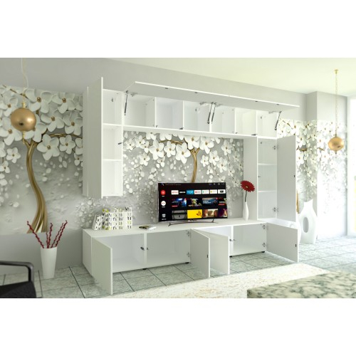 Living Armonia V1 MDF Alb Lucios - cu sistem "PUSH TO OPEN" [2]