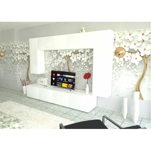 Living Armonia V1 MDF Alb Mat - cu sistem "PUSH TO OPEN" [4]