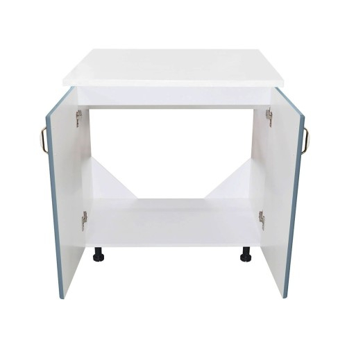 Masca pentru chiuveta cu 2 usi 80 cm Zebra, Alb/MDF Albastru cu blat Alb, 80 x 85 x 60 cm [2]