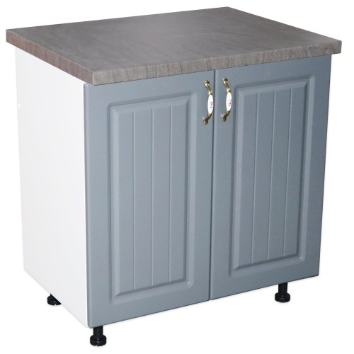 Masca pentru chiuveta cu 2 usi 80 cm Zebra, Alb/MDF Gri cu blat Beton, 80 x 85 x 60 cm [1]