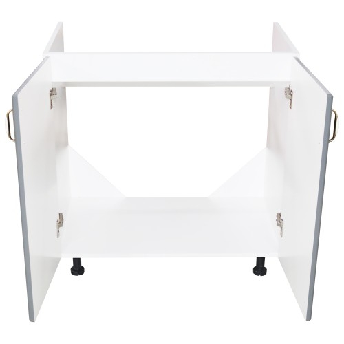 Masca pentru chiuveta cu 2 usi 80 cm Zebra, Alb/MDF Gri, fara blat, 80 x 82 x 50 cm [4]