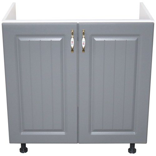 Masca pentru chiuveta cu 2 usi 80 cm Zebra, Alb/MDF Gri, fara blat, 80 x 82 x 50 cm [5]