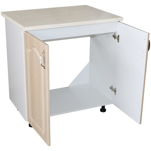 Masca pentru chiuveta cu 2 usi 80 cm Zebra, Alb/MDF Sonoma cu blat Travertin, 80 x 85 x 60 cm [2]