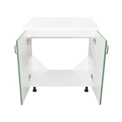 Masca pentru chiuveta cu 2 usi 80 cm Zebra, Alb/MDF Verde cu blat Alb, 80 x 85 x 60 cm [3]