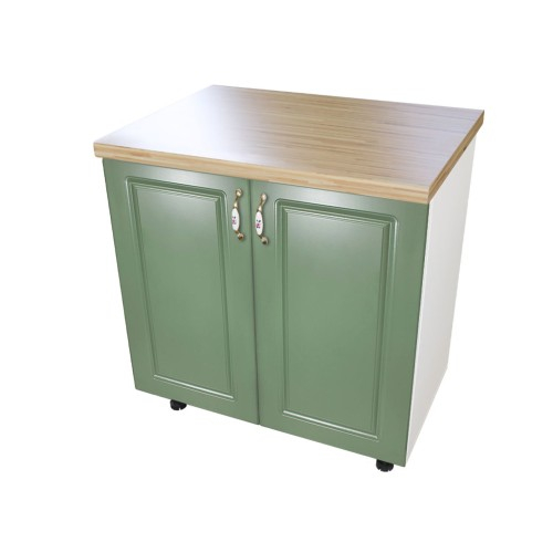 Masca pentru chiuveta cu 2 usi 80 cm Zebra, Alb/MDF Verde cu blat Artar, 80 x 85 x 60 cm [1]