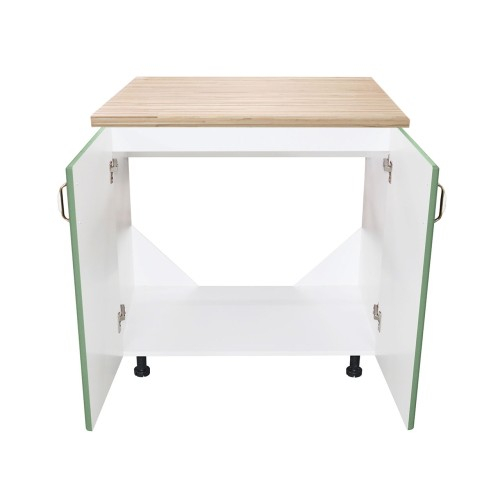 Masca pentru chiuveta cu 2 usi 80 cm Zebra, Alb/MDF Verde cu blat Artar, 80 x 85 x 60 cm [2]