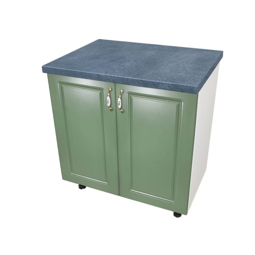 Masca pentru chiuveta cu 2 usi 80 cm Zebra, Alb/MDF Verde cu blat Beton, 80 x 85 x 60 cm [1]