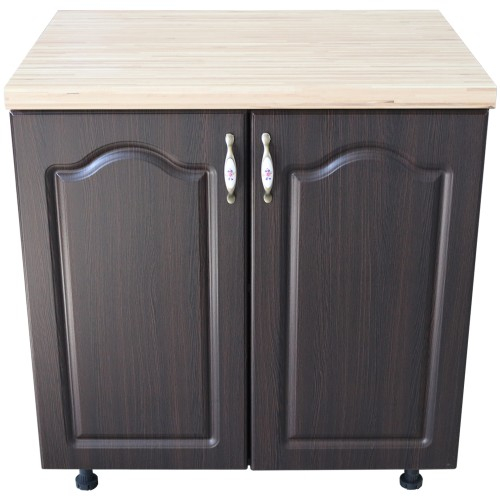 Masca pentru chiuveta cu 2 usi 80 cm Zebra, wenge/MDF Wenge Mustata, cu blat Artar, 80 x 85 x 60 cm [1]