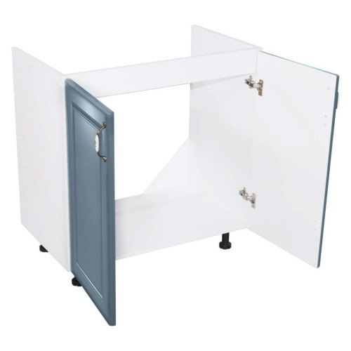 Masca pentru chiuveta cu 2 usi Zebra, Alba/MDF Albastru, fara blat, 80 x 82 x 50 cm [4]