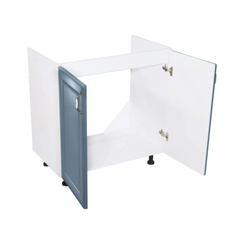 Masca pentru chiuveta cu 2 usi Zebra, Alba/MDF Albastru, fara blat, 80 x 82 x 50 cm [2]