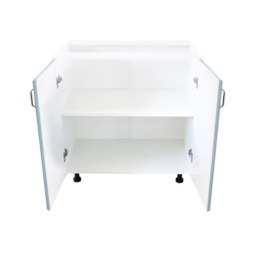 Masca pentru chiuveta cu 2 usi Zebra, Alba/MDF Albastru, fara blat, 80 x 82 x 50 cm [2]