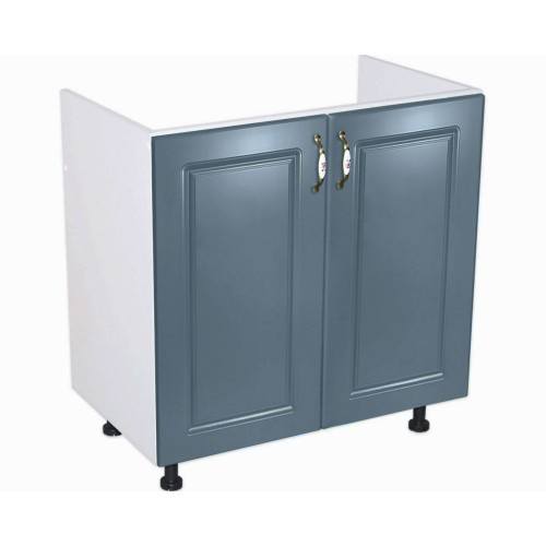 Masca pentru chiuveta cu 2 usi Zebra, Alba/MDF Albastru, fara blat, 80 x 82 x 50 cm [1]