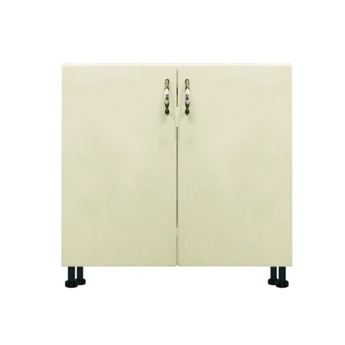 Masca pentru chiuveta cu 2 usi Zebra, Alba/MDF Vanilie lucios, fara blat, 80 x 82 x 50 cm [2]