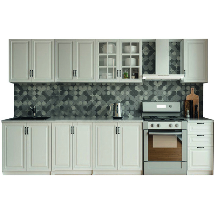 Mobila bucatarie Praga 2.6, MDF, Alb/Alb, Blat termorezistent, 260 x 60 x 200 cm [1]