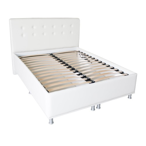 Pat tapitat 1400x2000 alb cu somiera rabatabila [1]