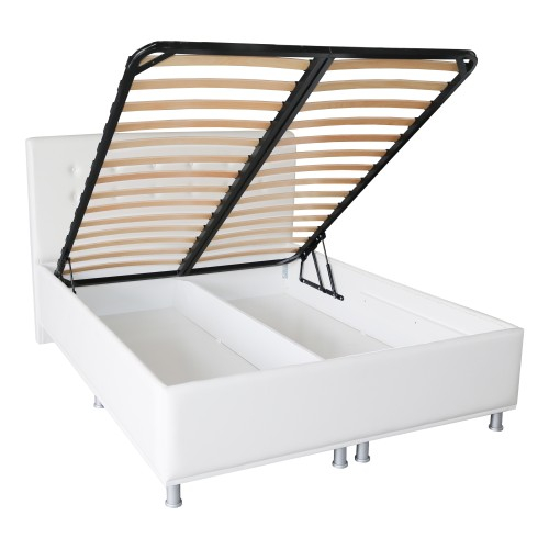 Pat tapitat 1400x2000 alb cu somiera rabatabila [3]