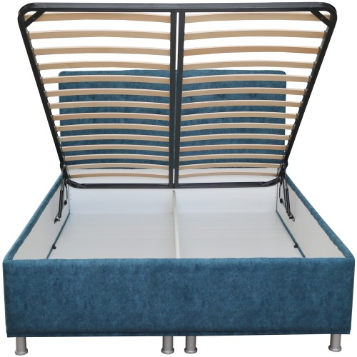 Pat tapitat 1400x2000 albastru cu somiera rabatabila [2]