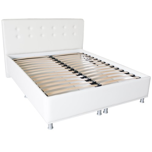 Pat tapitat 1600x2000 alb cu somiera rabatabila [1]