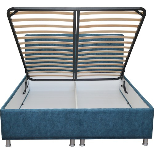 Pat tapitat 1600x2000 albastru cu somiera rabatabila [2]