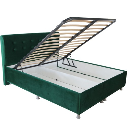 Pat tapitat 1600x2000 verde cu somiera rabatabila [4]