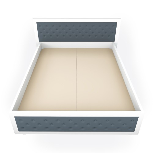 Pat Torino 160x200 cm, Alb / Piele ecologica Gri [2]