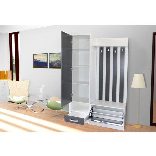 Set Andrei Cuier 800 si Dulap 500 Alb/Gri [2]