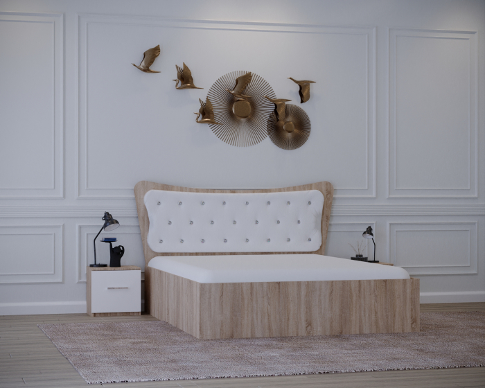 Set Pat Vancy Tapitat Sonoma&Alb cu Noptiere [1]