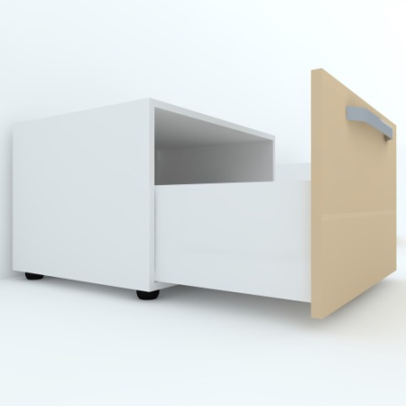 Armonia Comoda alba cu 1 sertar cu maner front PAL Cappuccino [3]