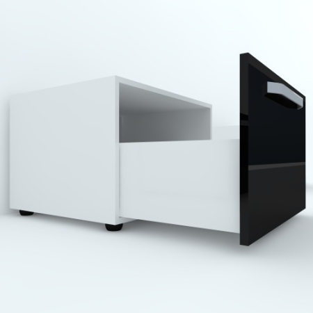 Armonia Comoda alba cu 1 sertar cu maner front PAL Negru [2]