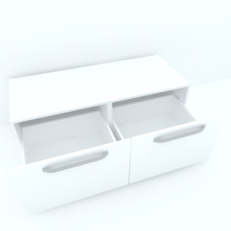 Armonia Comoda alba cu 2 sertare cu manere fronturi MDF Alb Lucios [1]