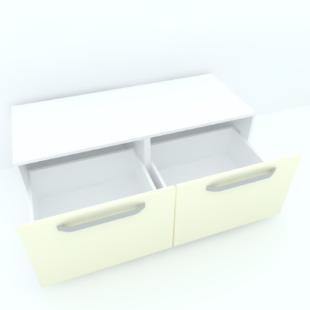 Armonia Comoda alba cu 2 sertare cu manere fronturi MDF Vanilie [2]