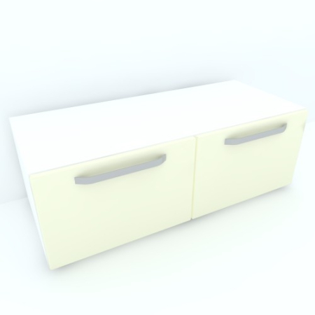 Mobilier Living - Armonia Comoda alba cu 2 sertare cu manere fronturi MDF Vanilie